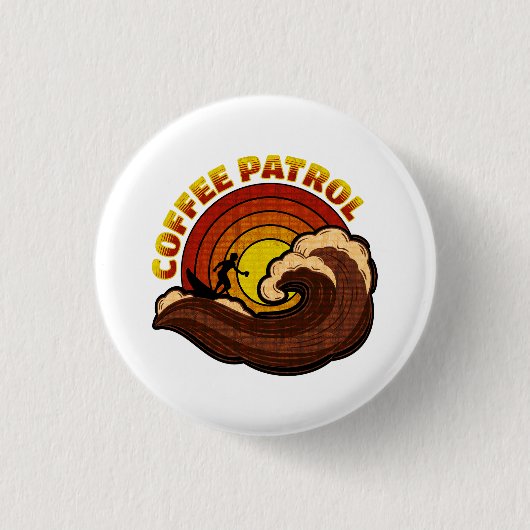 Retro koffie patrouille ronde button 3,2 cm (Voorkant)