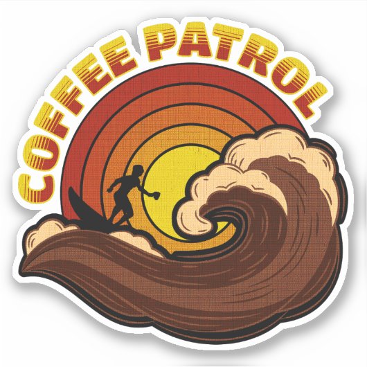 Retro koffie patrouille sticker (Voorkant)