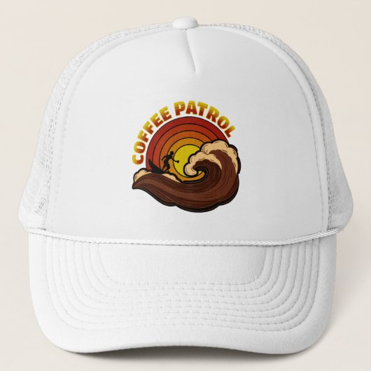 Retro koffie patrouille trucker pet (Voorkant)