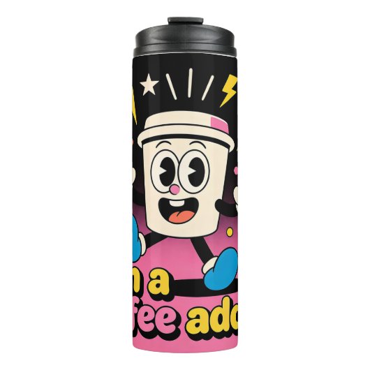 Retro Koffie Verslaafde Thermische Bekertemperatuu Thermosbeker (Voorkant)
