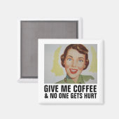 RETRO KOFFIE VROUW MAGNEET (Voorkant / Achterkant)