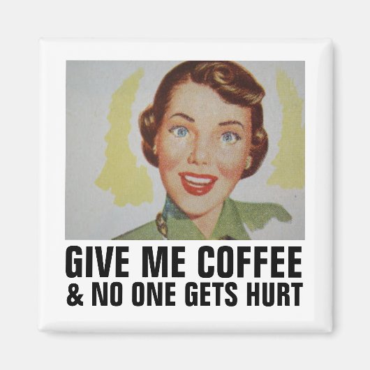 RETRO KOFFIE VROUW MAGNEET (Voorkant)