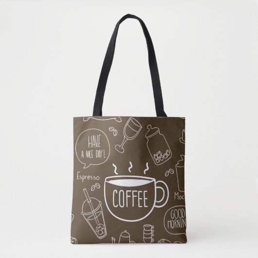 Retro koffiebekerpatroon - Perfect voor Barista Tote Bag (Voorkant)