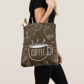 Retro koffiebekerpatroon - Perfect voor Barista Tote Bag (Dichtbij)