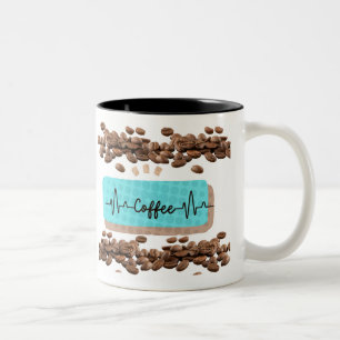 Retro koffiebonen blauwgroen mok