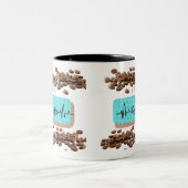 Retro koffiebonen blauwgroen mok (Center)