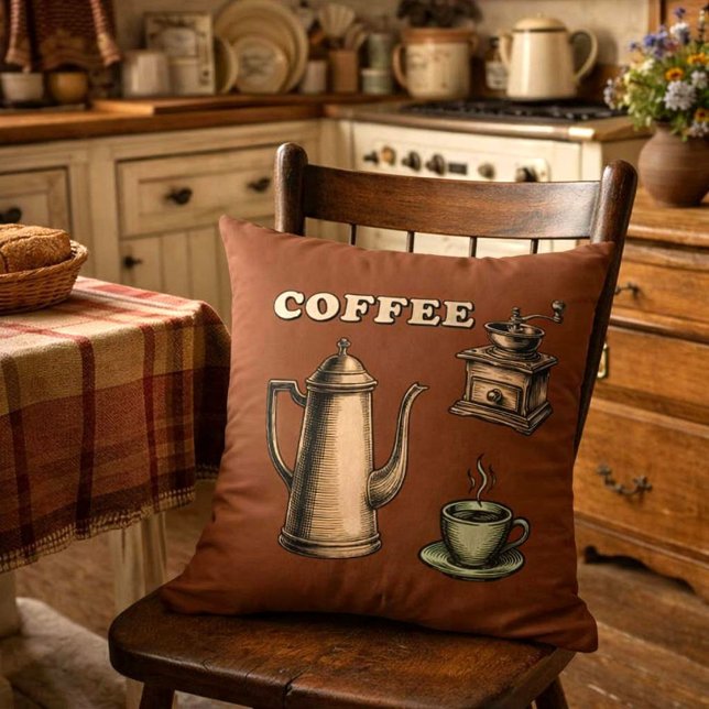 Retro koffiecafe patroon kussen (Creator heeft geüpload)
