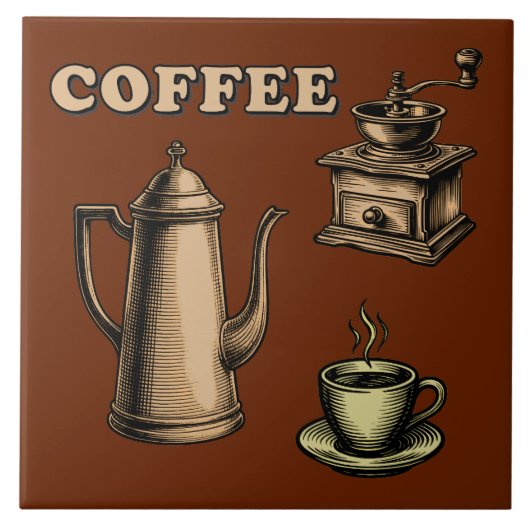 Retro koffiecafépatroon tegeltje (Voorkant)