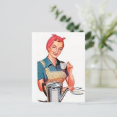 retro  koffiedame briefkaart (Staand voorkant)