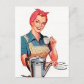 retro  koffiedame briefkaart (Voorkant)