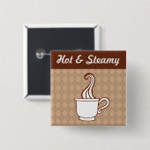 Retro koffieknop vierkante button 5,1 cm (Voorkant /achterkant)