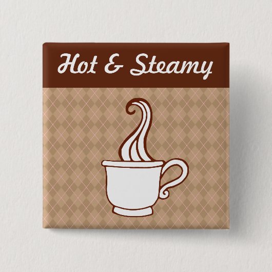 Retro koffieknop vierkante button 5,1 cm (Voorkant)