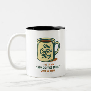Retro koffiekop humoristisch ontwerp tweekleurige koffiemok