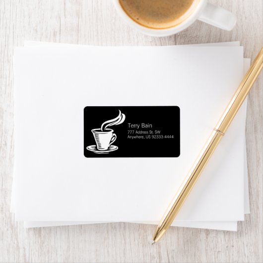 Retro koffiekopje & schotel etiket (Insitu)