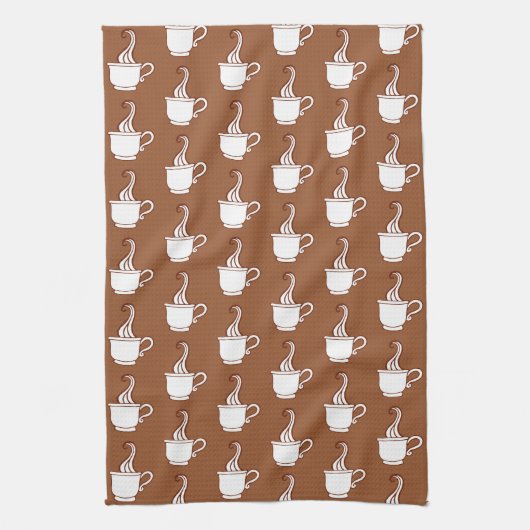 Retro koffiekopjes keukenhanddoek (Verticaal)