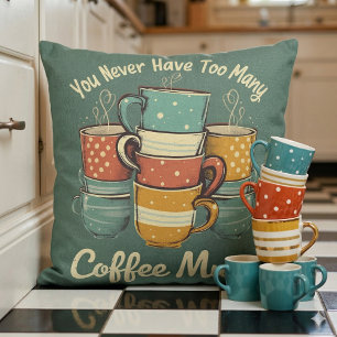 Retro koffiekopjes stapel illustratie kussen