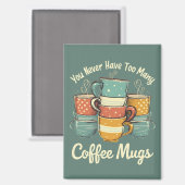 Retro koffiekopjes stapel illustratie magneet (Voorkant / Achterkant)