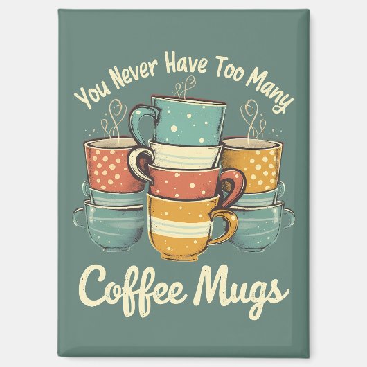 Retro koffiekopjes stapel illustratie magneet (Voorkant)