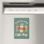 Retro koffiekopjes stapel illustratie magneet (Insitu (Vaatwasser))