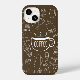 Retro koffiekoppatroon mok – Perfect voor barista iPhone 14 Hoesje