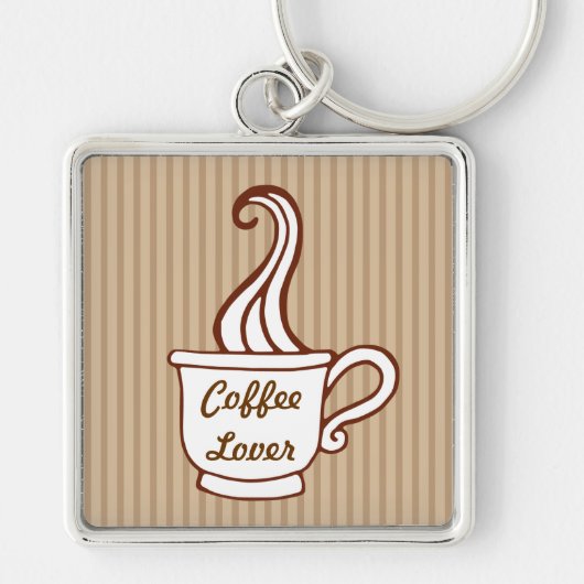 Retro koffieliefhebber sleutelhanger (Voorkant)