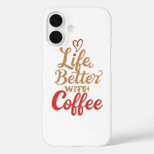 Retro Koffieliefhebber Typografie iPhone 16 Hoesje