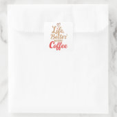 Retro Koffieliefhebber Typografie Vierkante Sticker (Tas)