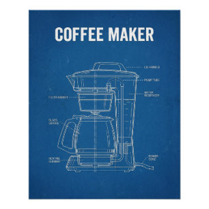 Retro koffiemachine Patent Blauwdruk Perfect Poster
