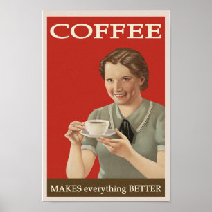 Retro  KoffiePoster, 1940-1950 Poster