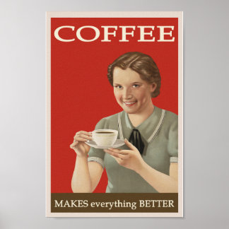 Retro  KoffiePoster, 1940-1950 Poster