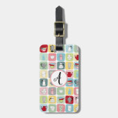 Retro Koffiepotten en cups Patroon Bagagelabel (Voorkant verticaal)