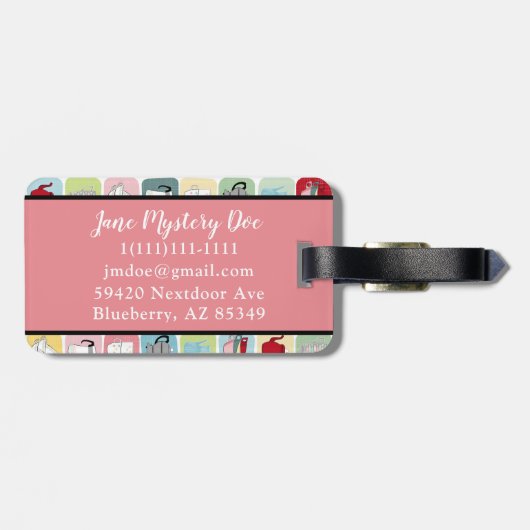 Retro Koffiepotten en cups Patroon Bagagelabel (Achterkant horizontaal)