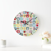 Retro Koffiepotten en cups Patroon Grote Klok (Huis)