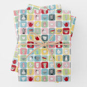 Retro Koffiepotten en cups Patroon Inpakpapier Vel (In situ)