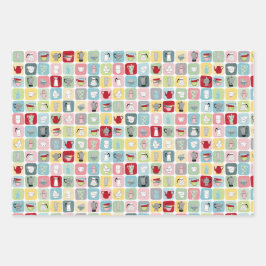 Retro Koffiepotten en cups Patroon Inpakpapier Vel