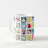 Retro Koffiepotten en cups Patroon Koffiemok (Voorkant links)