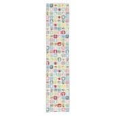 Retro Koffiepotten en cups Patroon Korte Tafelloper (Voorkant)