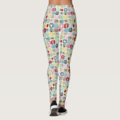 Retro Koffiepotten en cups Patroon Leggings (Achterkant)