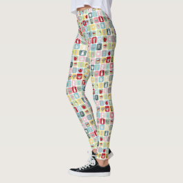 Retro Koffiepotten en cups Patroon Leggings