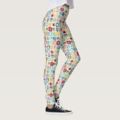 Retro Koffiepotten en cups Patroon Leggings (Rechts)