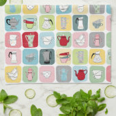 Retro Koffiepotten en cups Patroon Theedoek (Gevouwen)