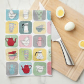 Retro Koffiepotten en cups Patroon Theedoek (Quarter Fold)