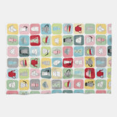 Retro Koffiepotten en cups Patroon Theedoek (Horizontaal)