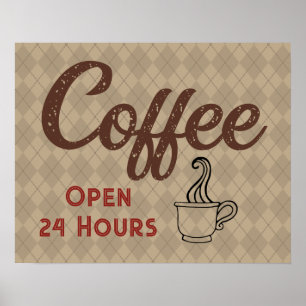 Retro koffieshop bord kunst  poster