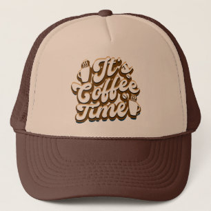 Retro koffietijd woordkunst trucker pet