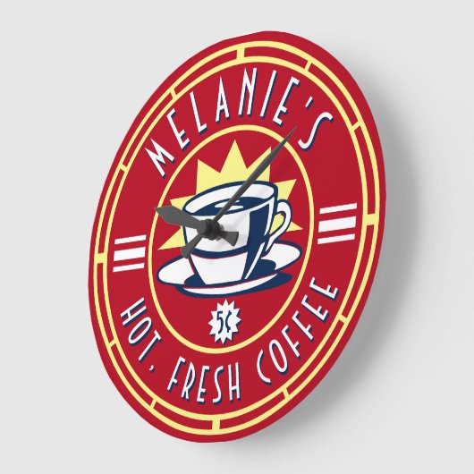 Retro Koffiewinkel Café Diner Sjabloon Grote Klok (Hoek)