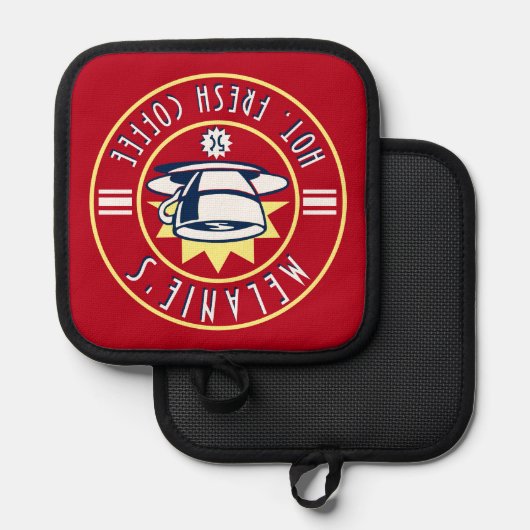 Retro Koffiewinkel Café Diner Sjabloon Pannenlap (Voorkant / Achterkant)