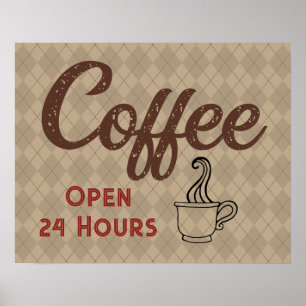 Retro koffiezaak bord kunst poster