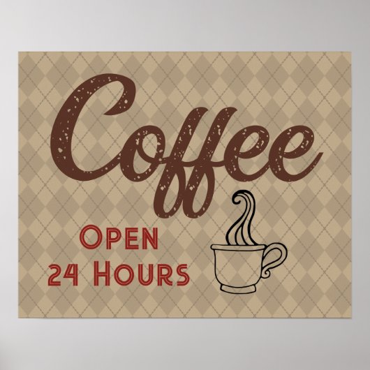 Retro koffiezaak bord kunst poster (Voorkant)
