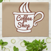 Retro koffiezaak keukenhanddoek cadeau (Gevouwen)